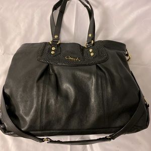 Coach - Black Leather Purse with Croc-embossed